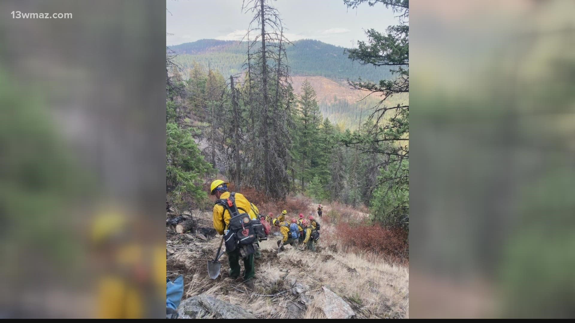 The wildland firefighters spent two weeks in the West