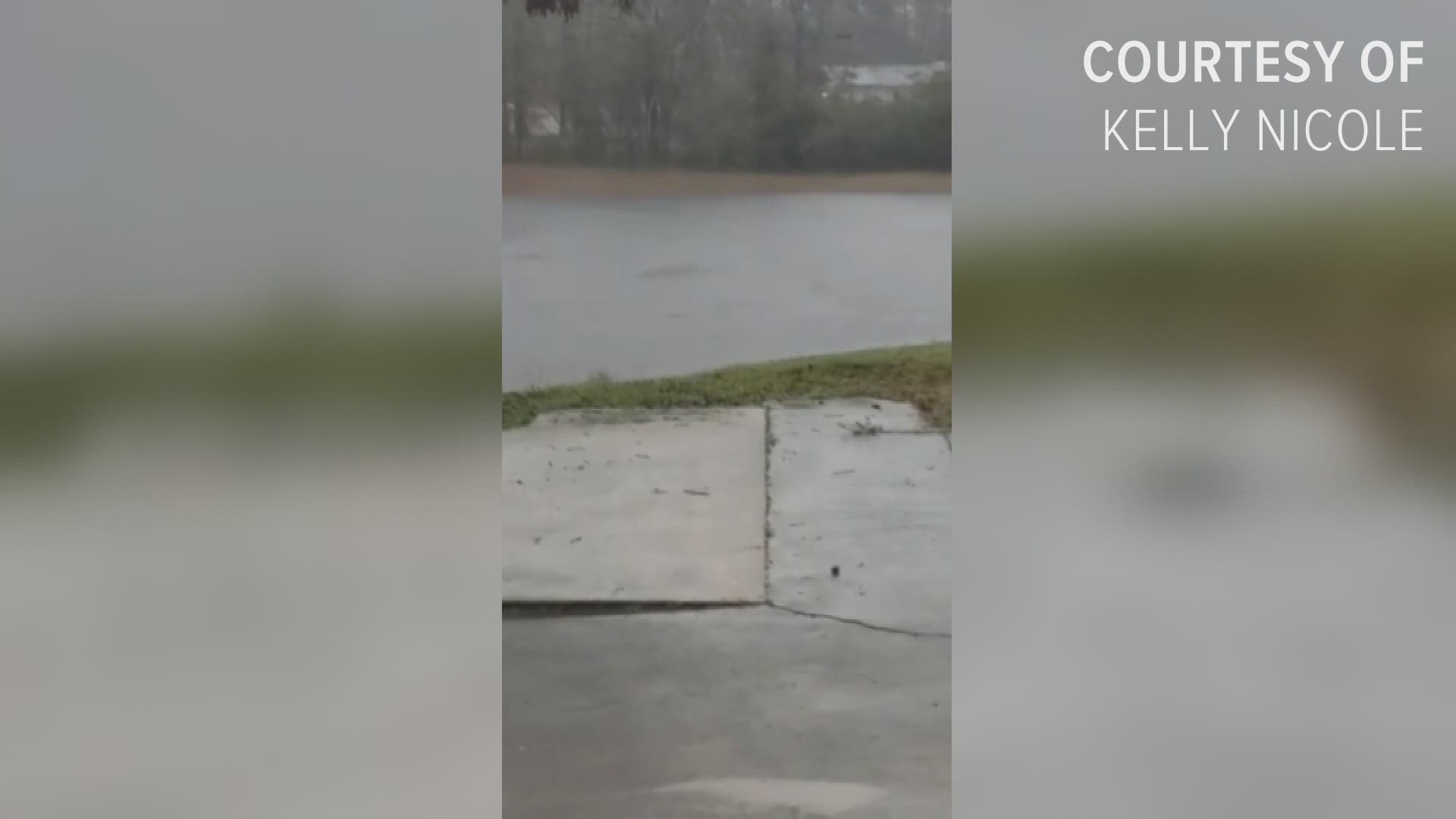 In this video sent in by Kelly Nicole, she shows her front yard in Lizella flooded by Thursday's storms.