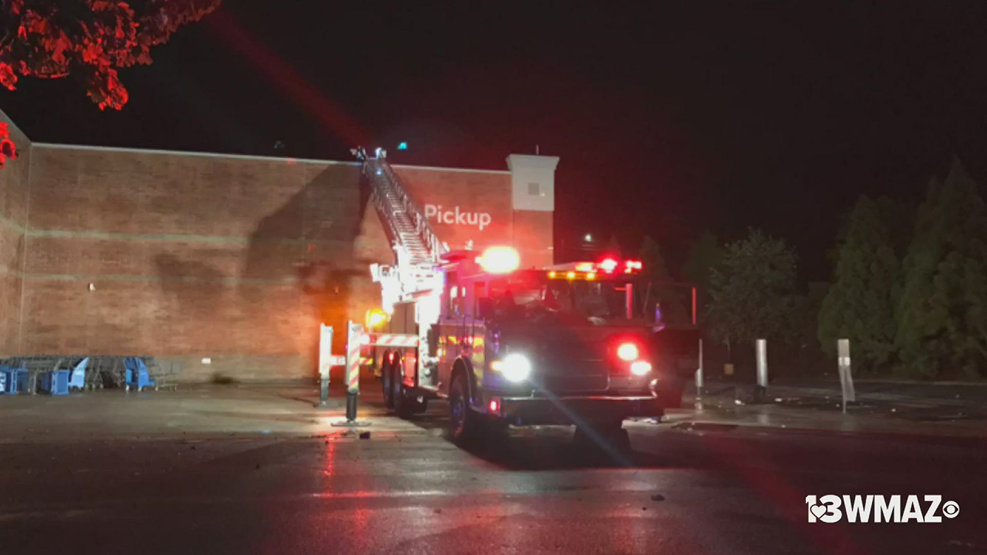 Walmart on Zebulon Road in Macon is closed after storms caused a gas leak. Firefighters were at the scene.