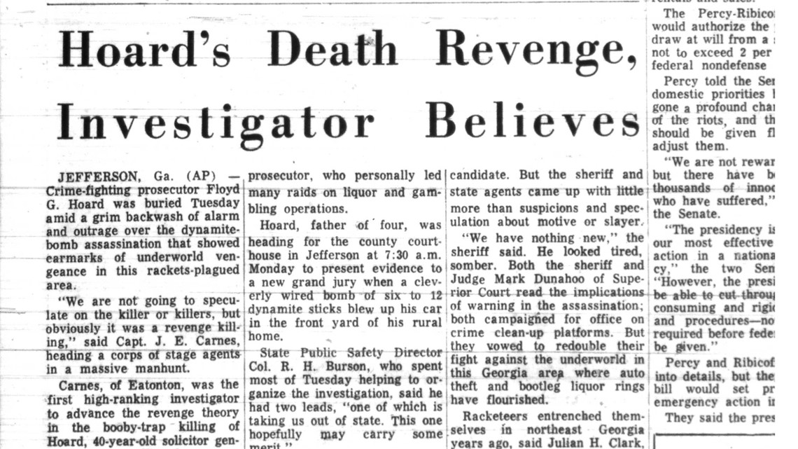 DA Floyd Hoard killed by Dixie Mafia in 1967