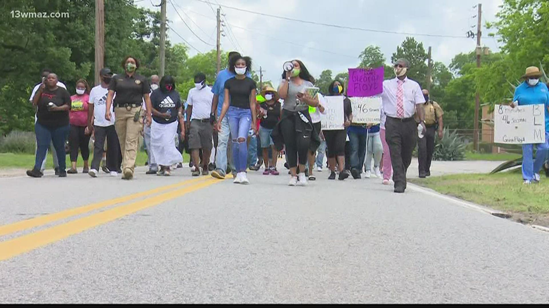 People gathered at the Twiggs County courthouse to peacefully protest Saturday.