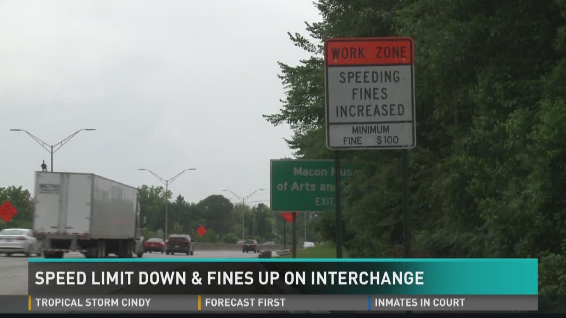 Speed limit down and fines increased on Macon interchange