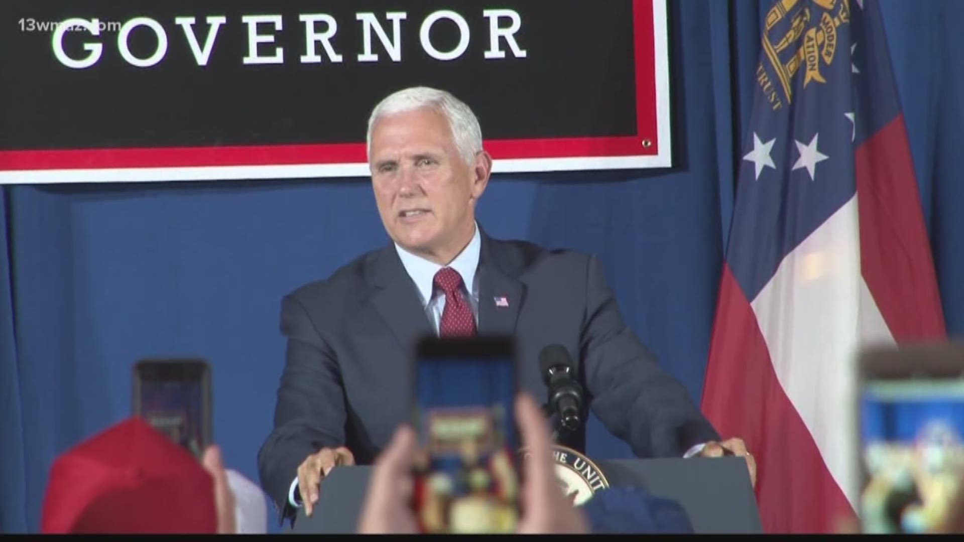 VP Pence stumps for Kemp at campaign rally in Macon