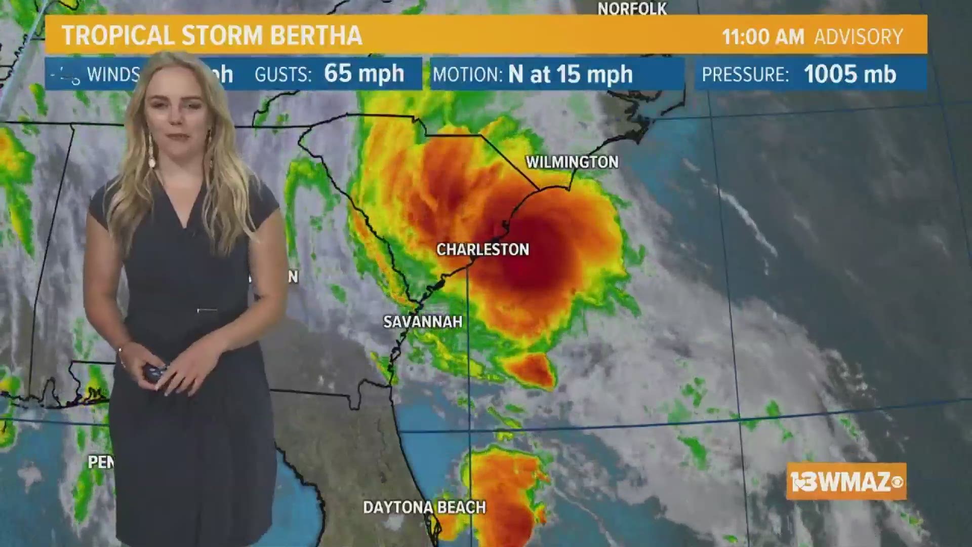 Tropical Depression Bertha continues through the Carolinas after becoming a tropical storm earlier Wednesday. Courteney Jacobazzi has more on the progression.