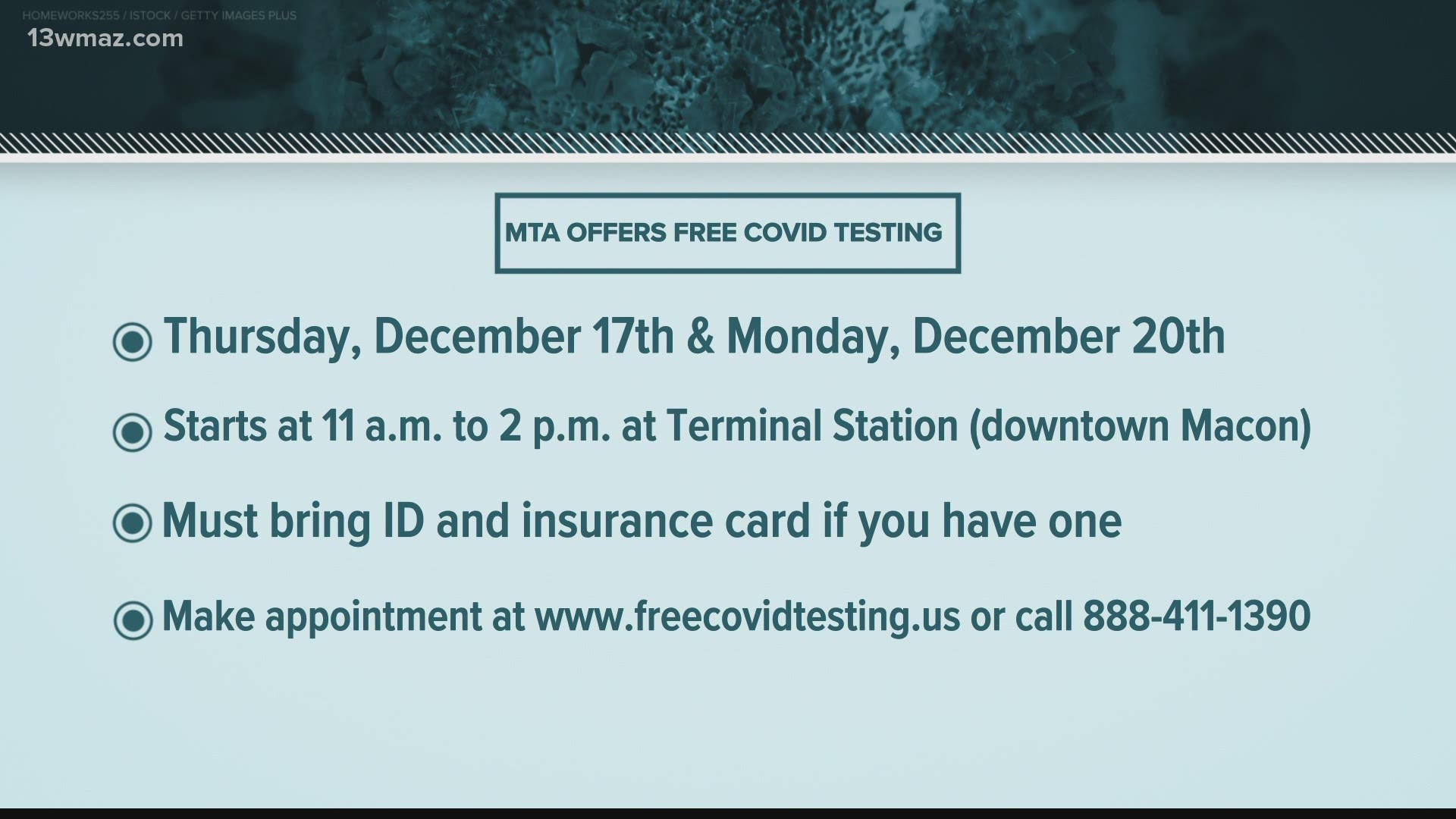 People can get tested for free at Terminal Station in downtown Macon this month