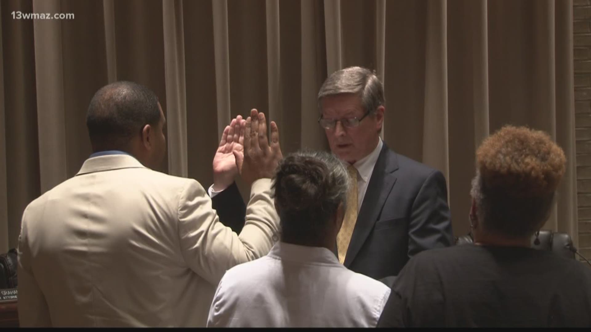 Houston County Superior Court Judge Edward Lukemire swore in Councilmen Charlie Bibb for Post 2, Kevin Lashley for Post 4, and Larry Curtis for Post 6.