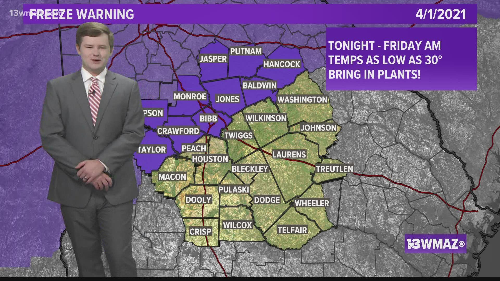 Freeze warnings and frost advisories are only issued by the National Weather Service during the growing season