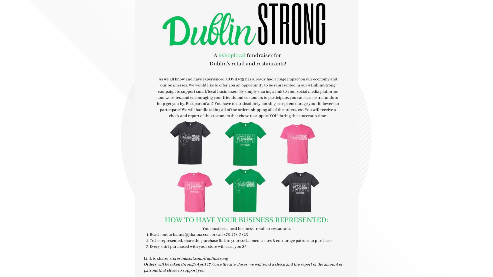 One Dublin business is lending a helping hand to other businesses impacted by COVID-19 by selling t-shirts