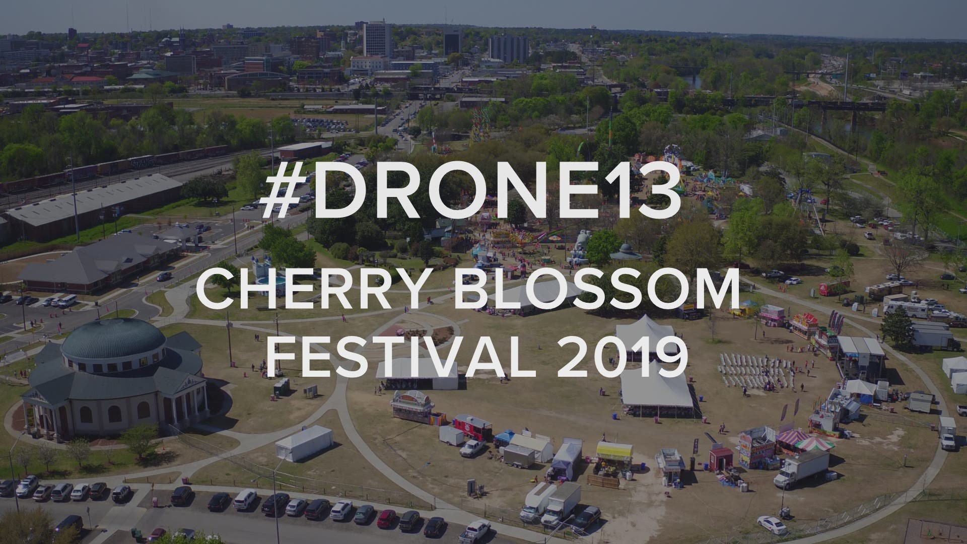 Here's an aerial view of the 2019 Cherry Blossom Festival at Central City Park in downtown Macon.