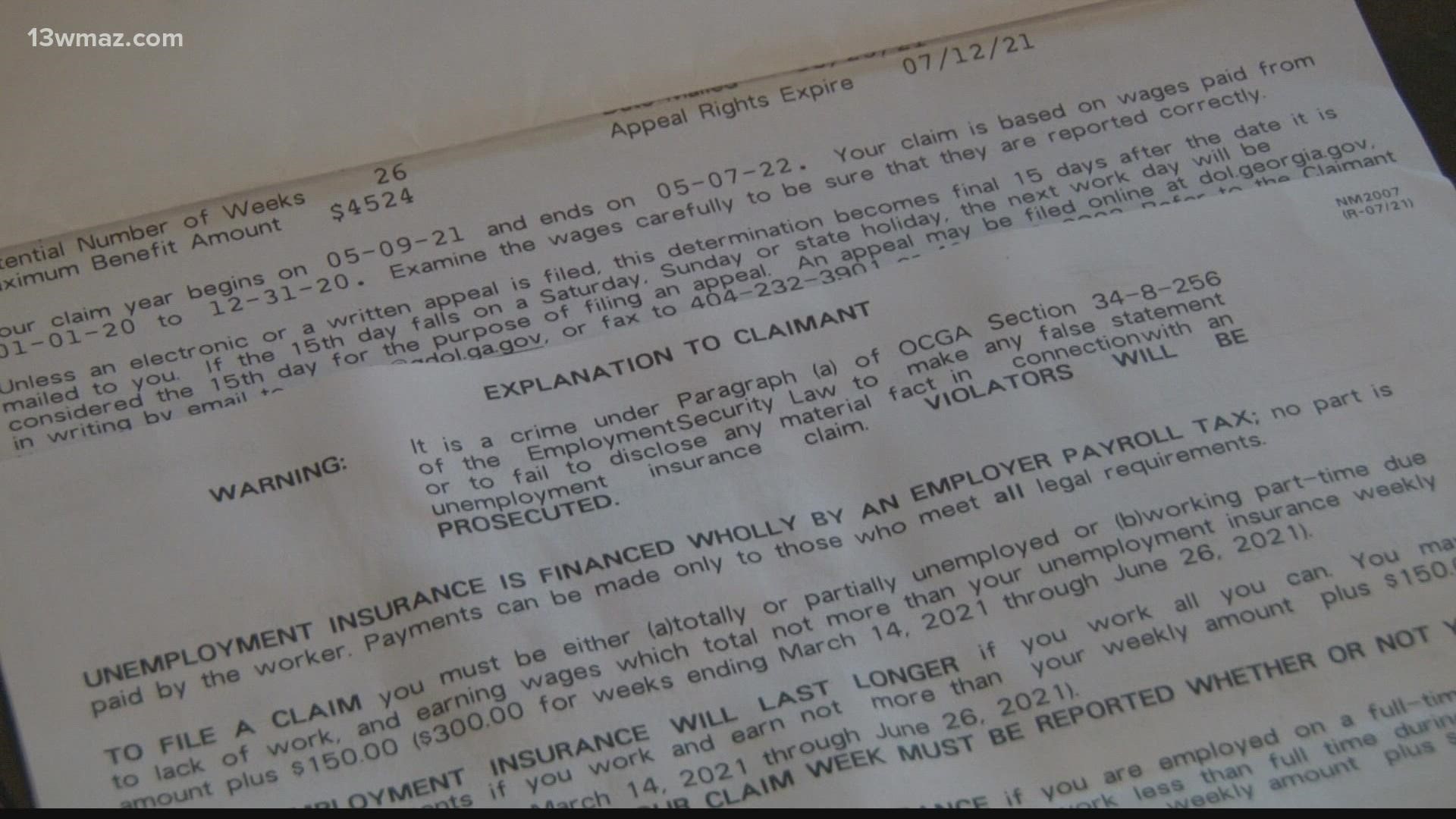 While jobless claims continue to decrease in Georgia, thousands have yet to receive money for dated claims