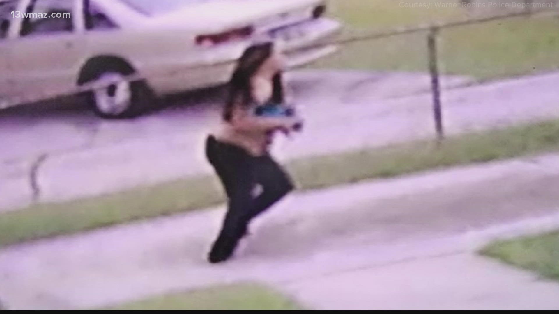 The woman was seen fleeing the scene after the incident.