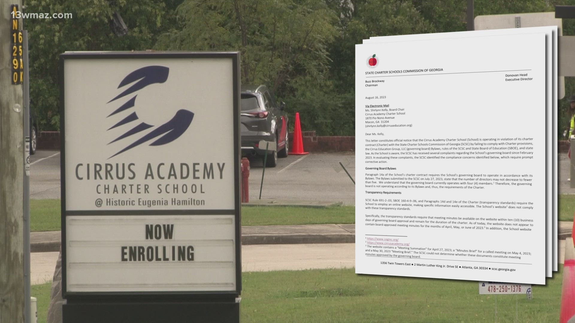 The state charter schools commission wrote a letter to the school's board chair saying they found compliance violations.