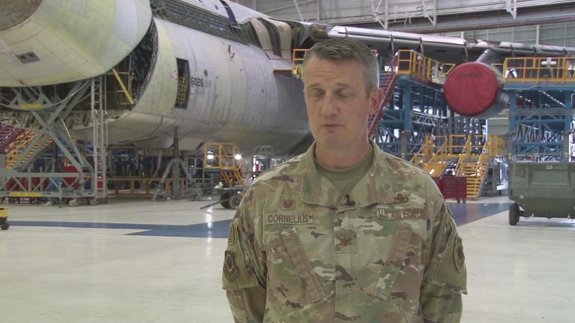 Colonel Dan Cornelius on the RAFB original hanger | 13wmaz.com