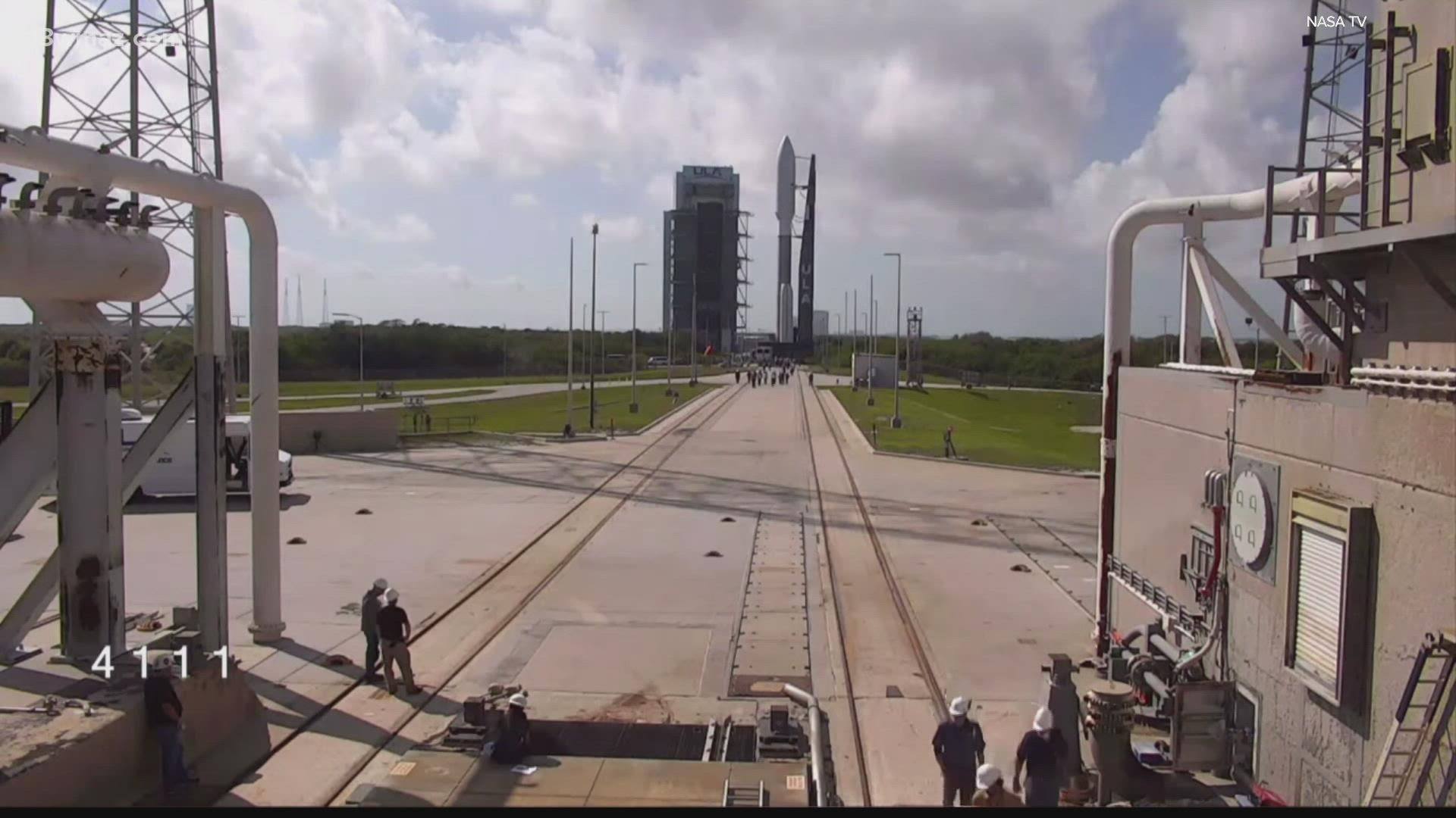 The satellite is now sitting on the launch pad and is expected to take off Tuesday afternoon.