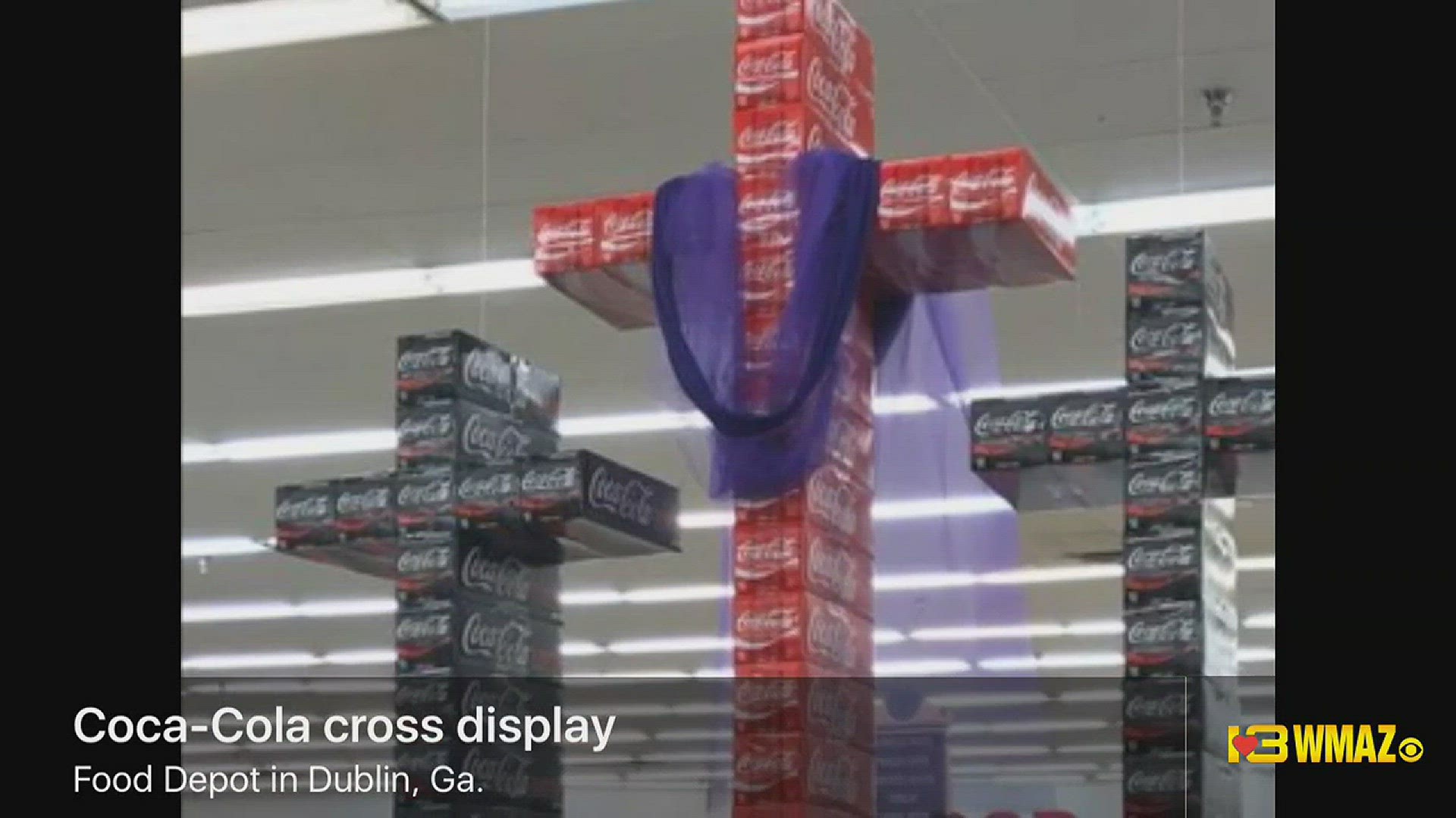 Some Coca-Cola displays around central Georgia have lately been showing the South's patriotism and Christian faith.