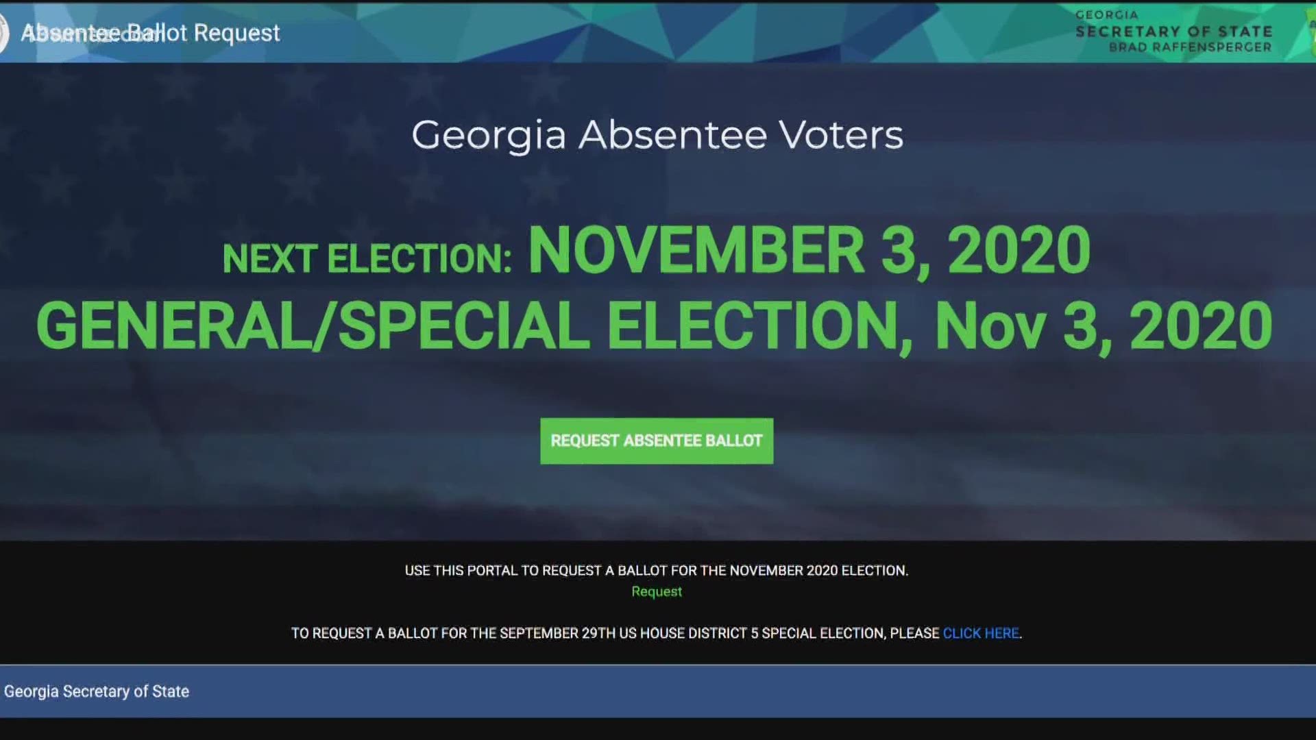 Absentee ballots will be sent to Georgia voters beginning in September. You can verify that your ballot was accepted by visiting Georgia's My Voter Page
