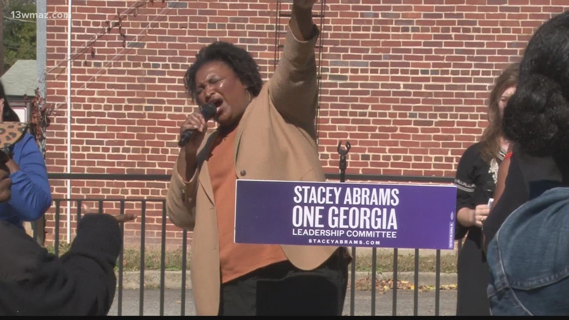 People showed up and showed out for Stacey Abrams today in Milledgeville. She talked about topics like voter rights, women's bodily autonomy, and the open carry law