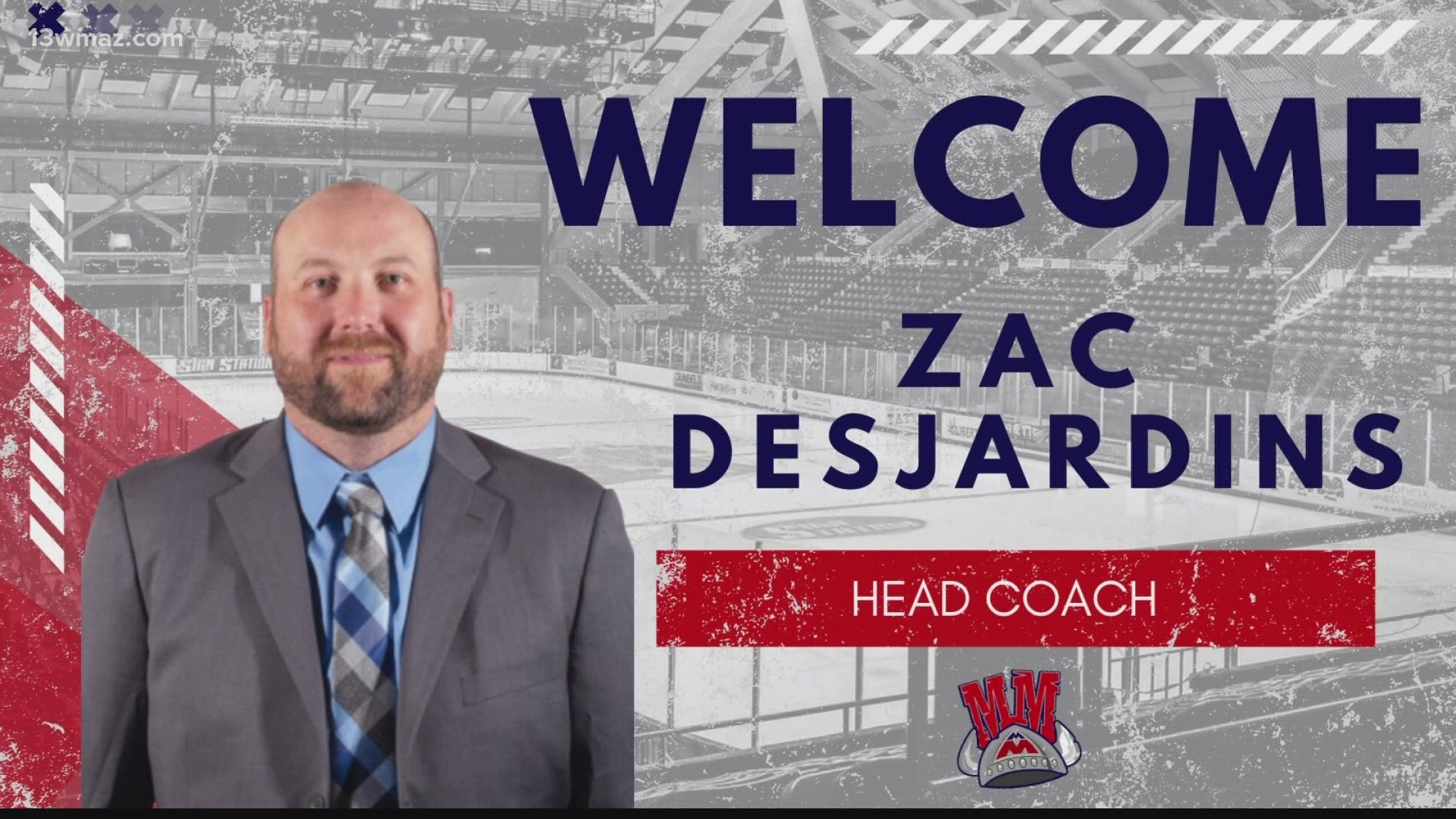 The Macon Mayhem officially announced Zac Desjardins as the team's fifth Head Coach and Director of Hockey Operations in franchise history Tuesday afternoon