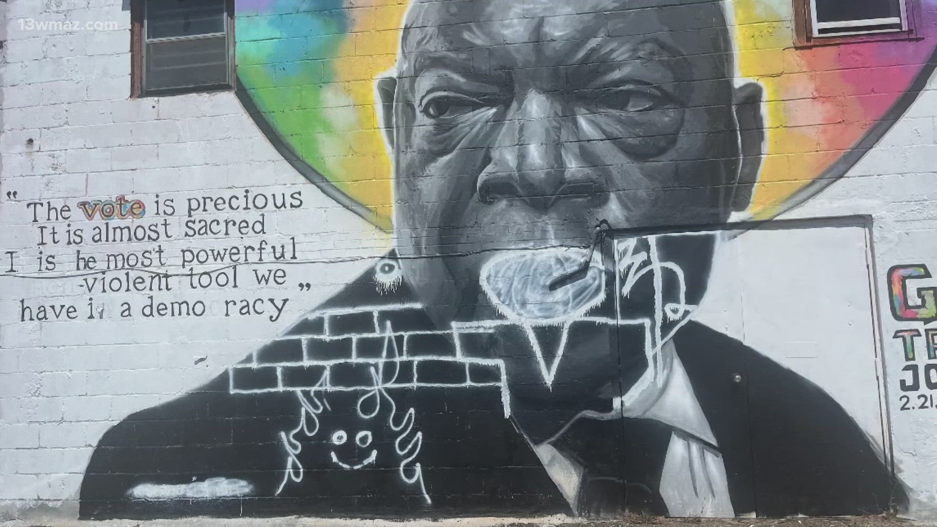 The mural depicted the late John Lewis, a civil rights activist and who represented Georgia in Congress for over 30 years.