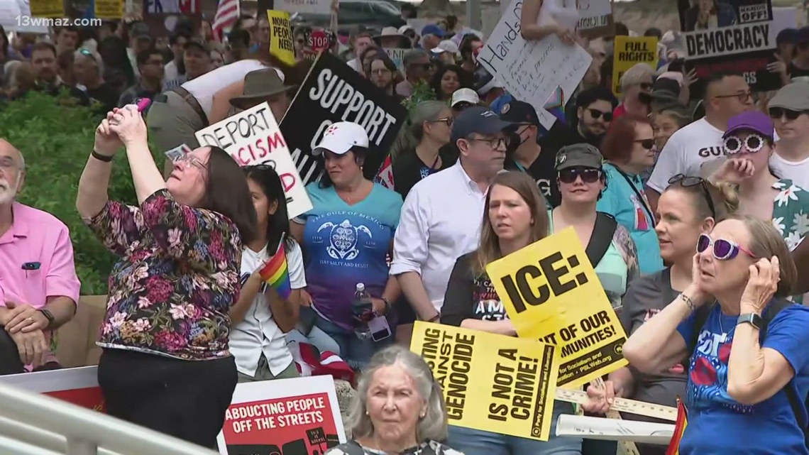 Protesters flood the streets across the country in rally against the Trump administration