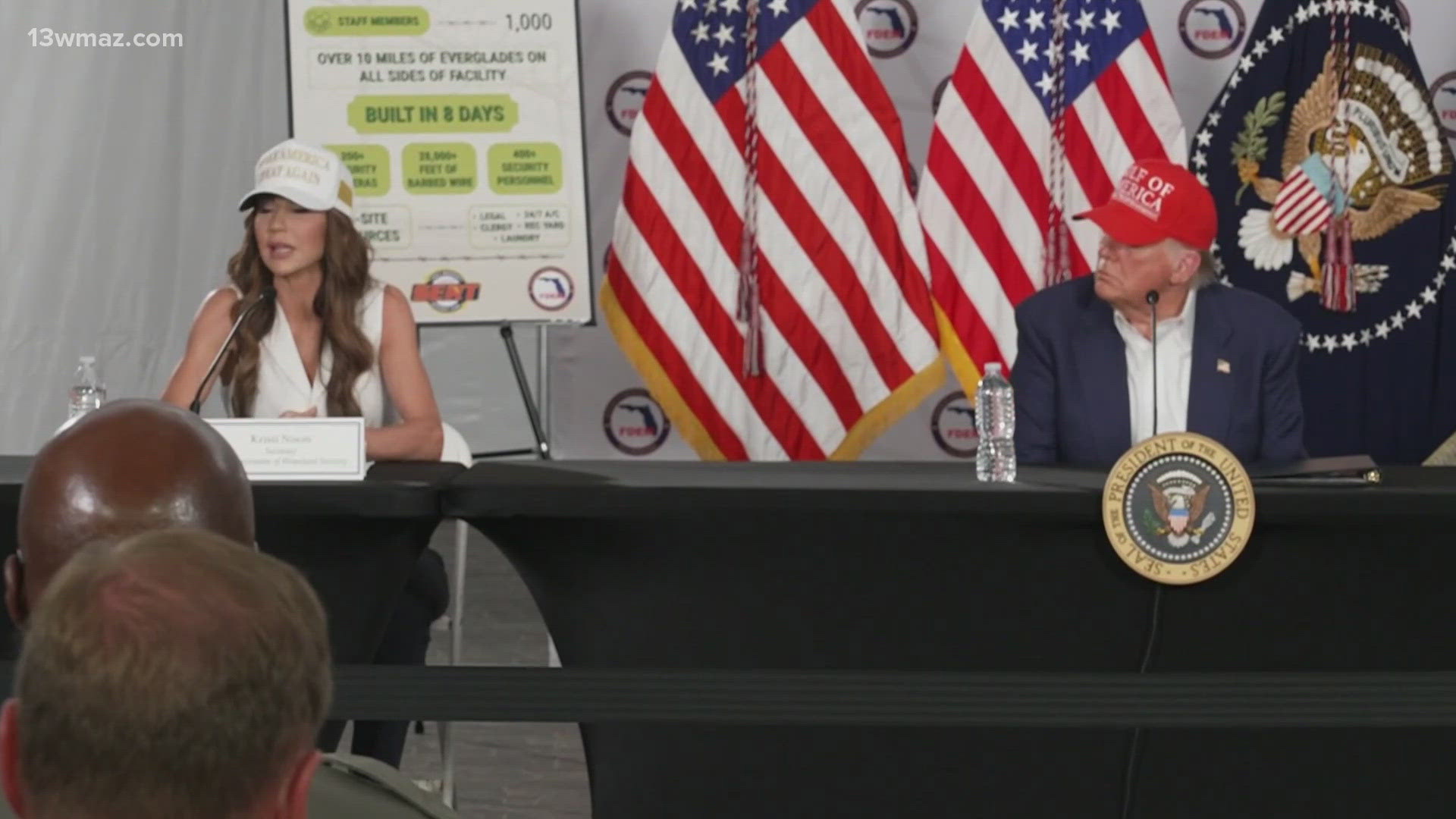 President Donald Trump on Tuesday toured a new immigration detention center surrounded by alligator-filled swamps in the Florida Everglades