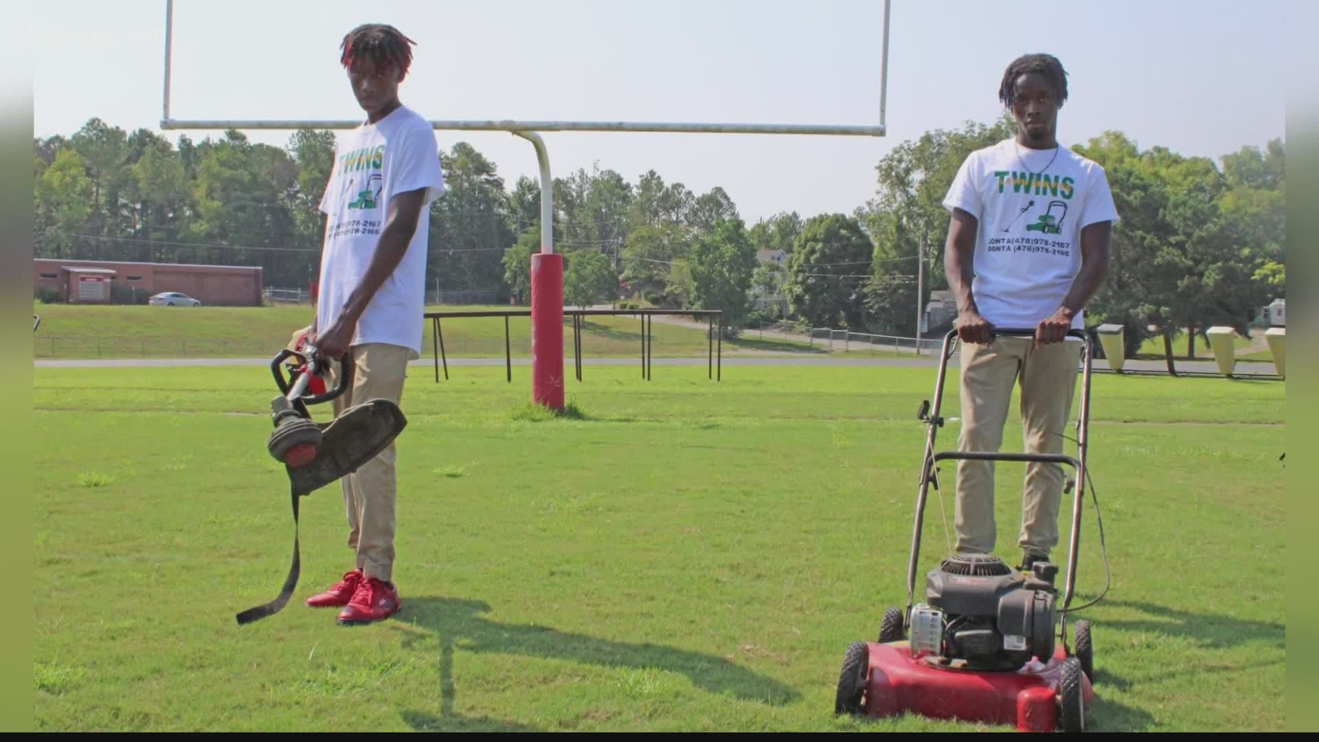 After COVID-19 canceled their summer plans, Donta and Jonta Thorpe decided to start a business of their own called Twins Lawn Service.