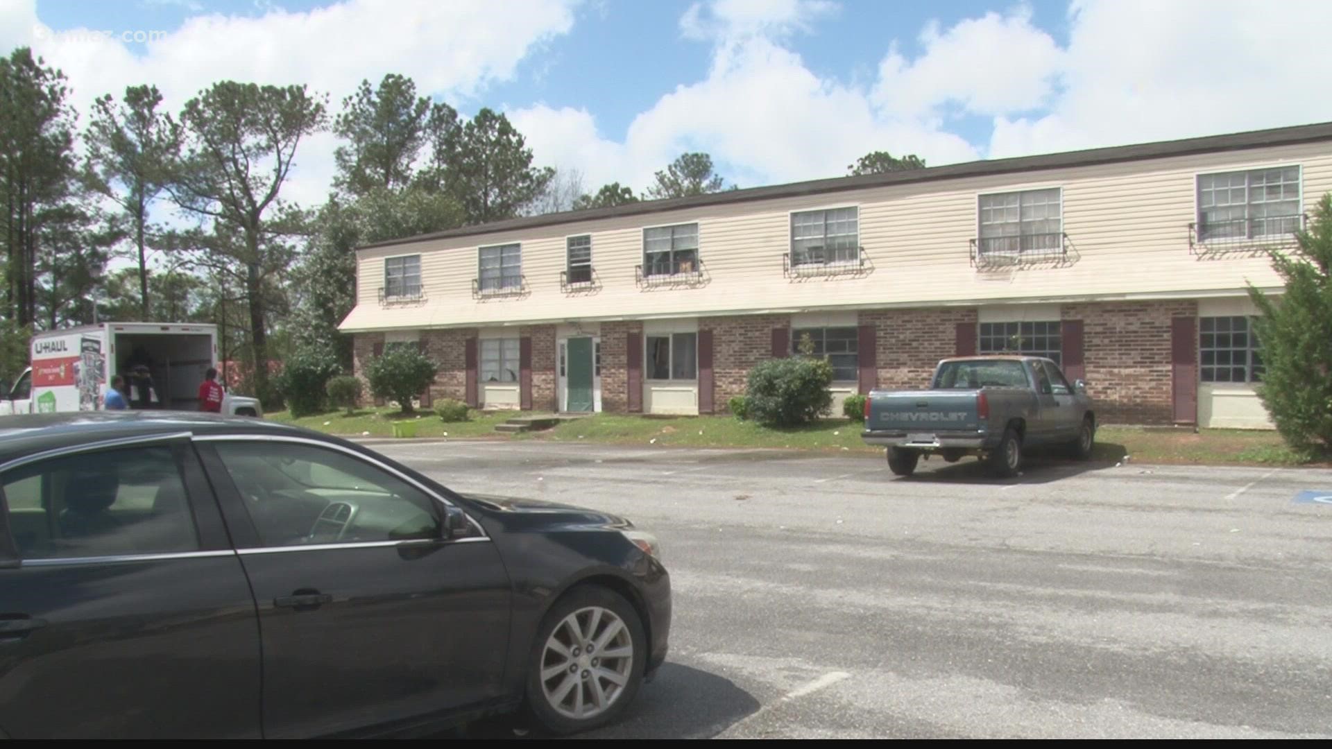 According to Bibb County spokesman Chris Floore, 15 apartment units, or 37 people, have been moved to a hotel