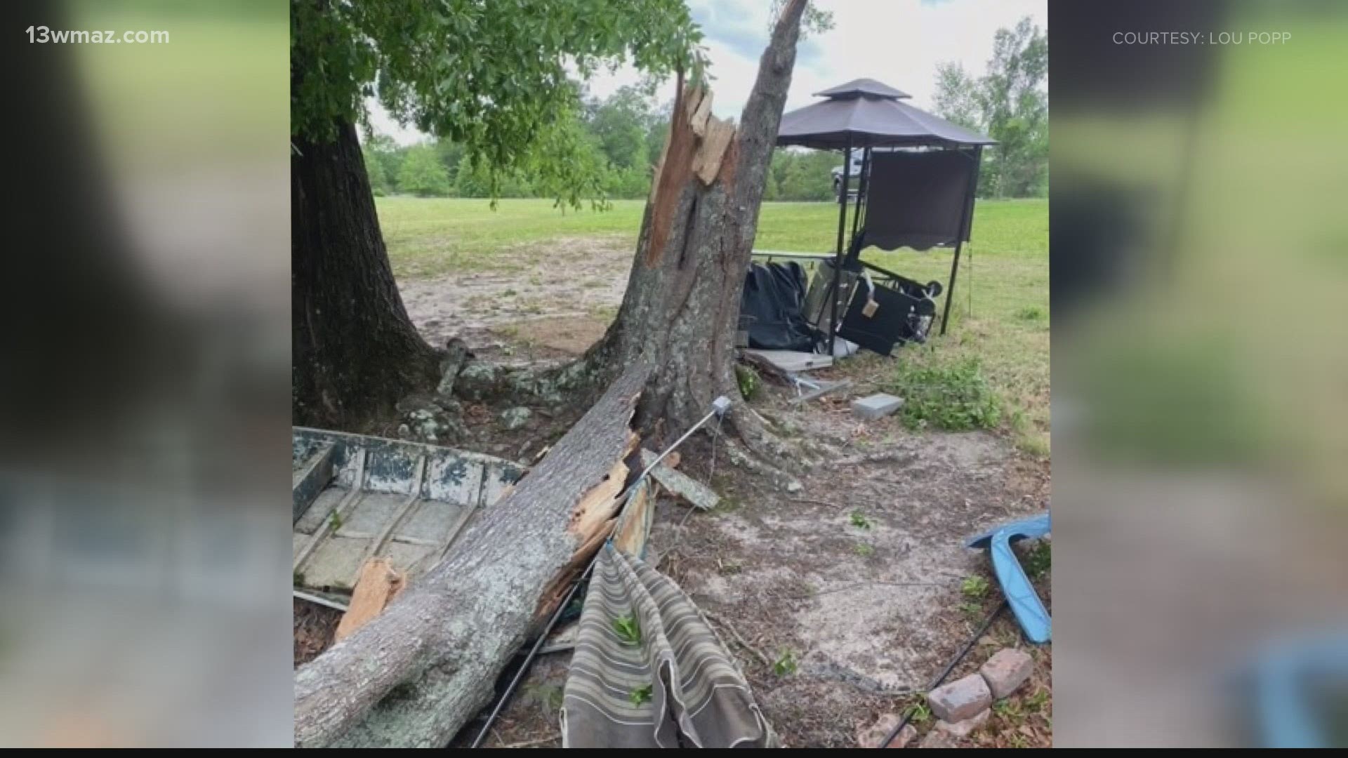 Lou Popp says that the wind and rain took out an entire playground that he built for his grandkids.