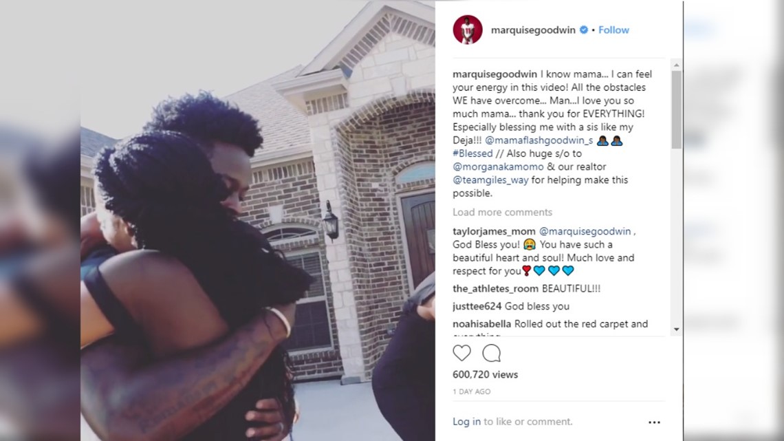NFL receiver Marquise Goodwin surprises his mom, sister with new home