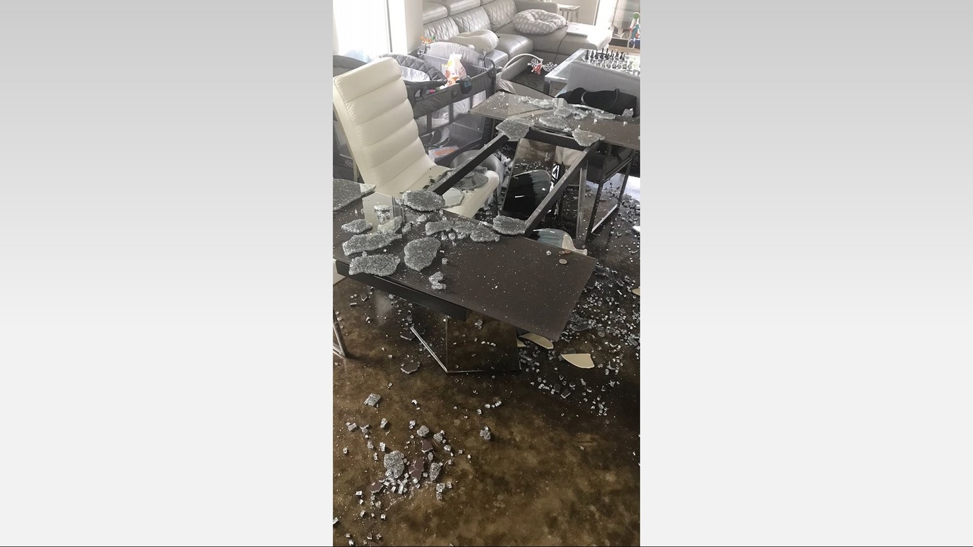 VIDEO: Houston family's glass table explodes without warning | 13wmaz.com