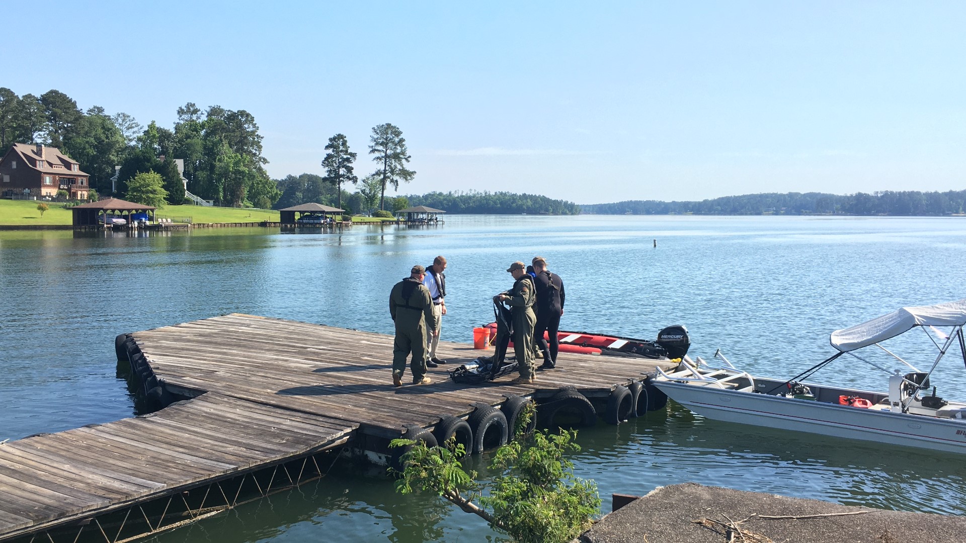 Crews, including six to eight divers with the Georgia State Patrol, searched until sundown and were back at it as soon as the sun came up Monday morning.