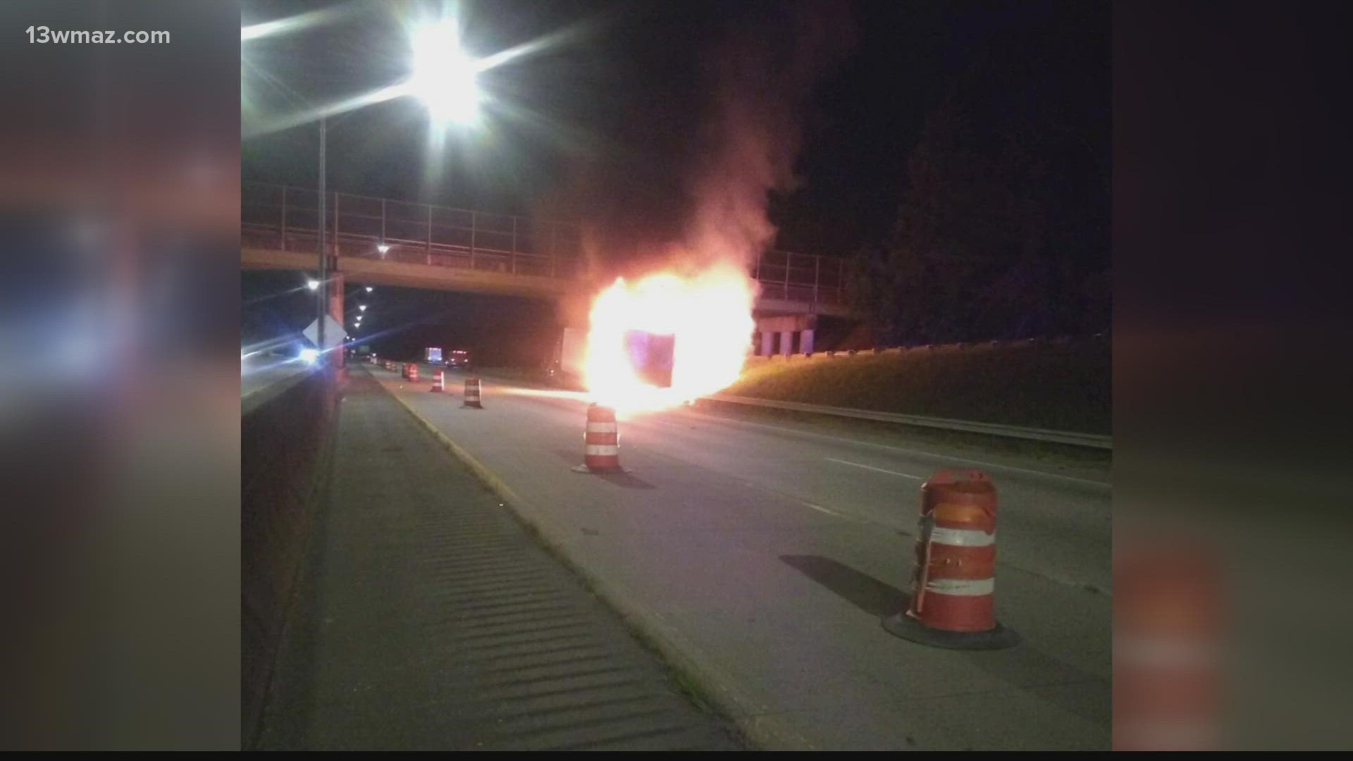 Reports came in around 2:45 a.m. for a truck on fire along I-75 south.