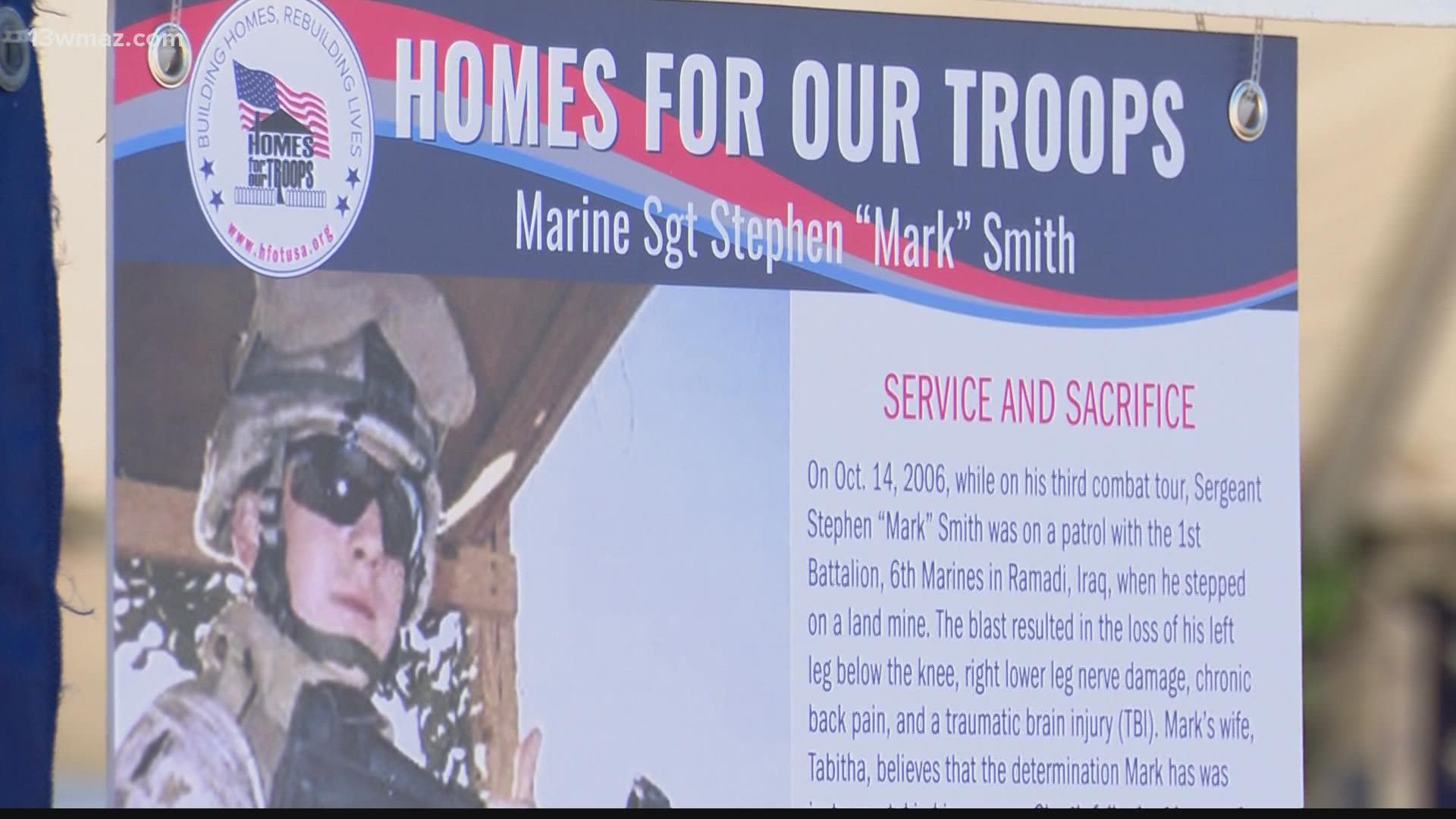 Sgt Mark Smith's new home has more than 40 special features like wheelchair accessible doorways and hallways, and pull down shelving.