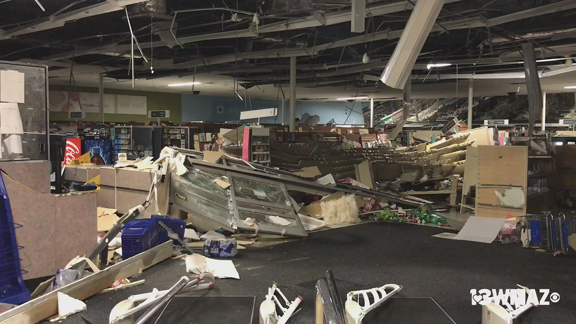 The Walgreens on Zebulon Road in Macon was damaged by storms that moved in early Monday morning.