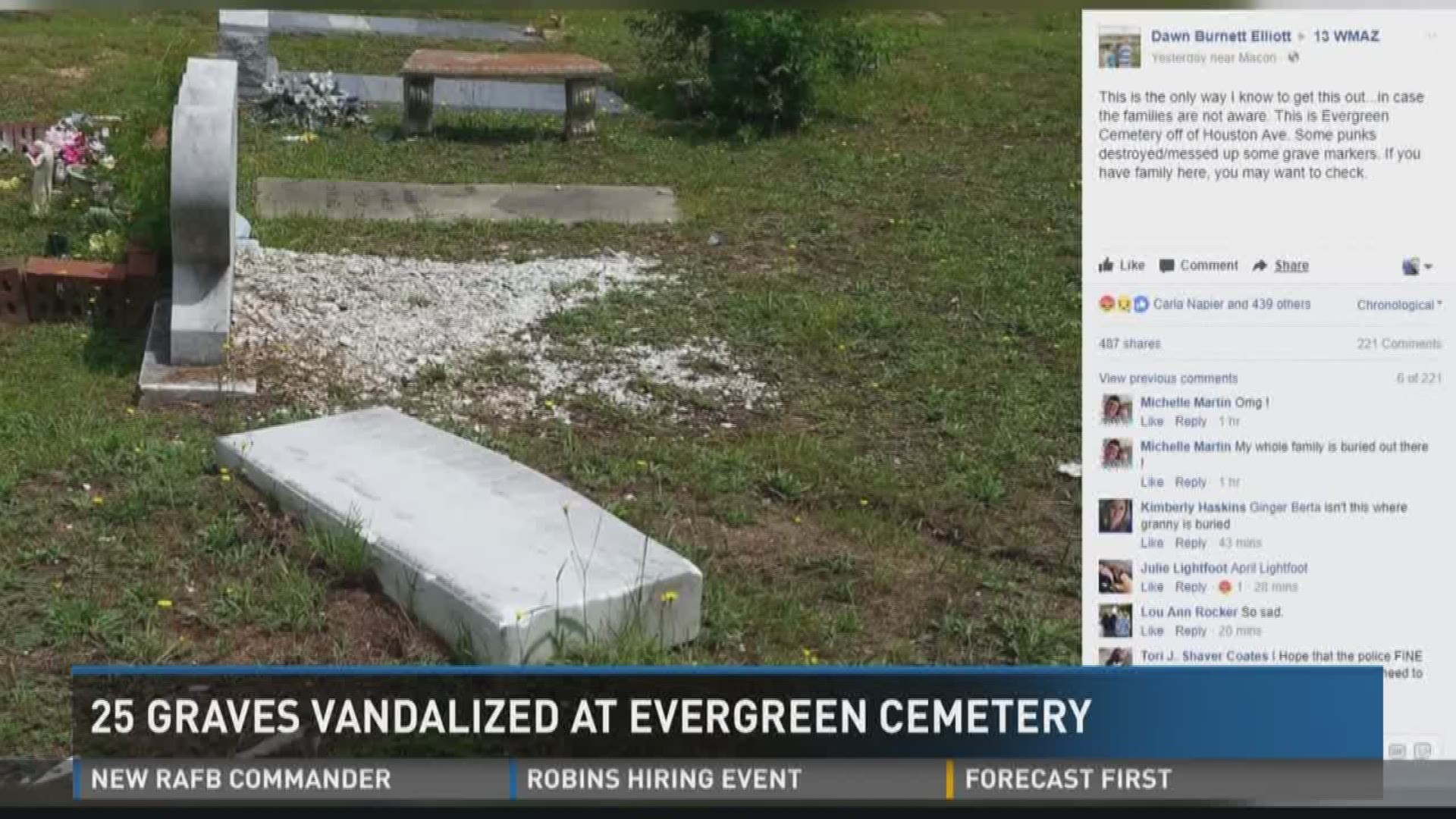 25 graves vandalized at Evergreen Cemetery