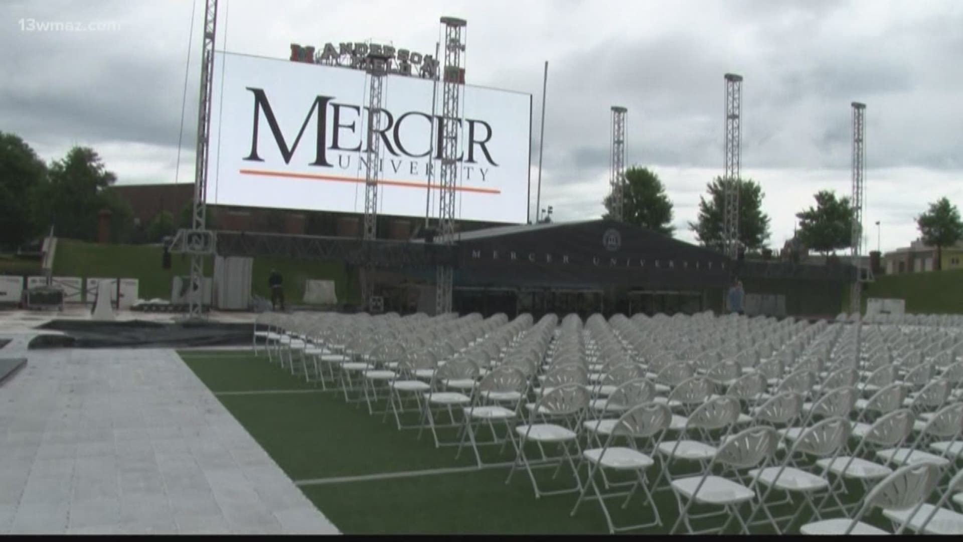 It's the first year Mercer University is holding its graduation in Five Star Stadium instead of in Hawkins Arena. This means more space for graduates' guests.