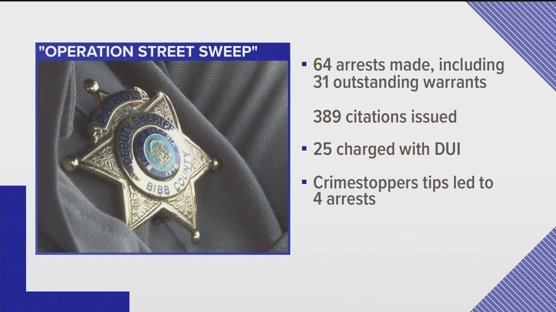 "Operation Street Sweep" took place from August 27 through August 29 and was the sheriff's office's latest effort in stopping crime in the county.