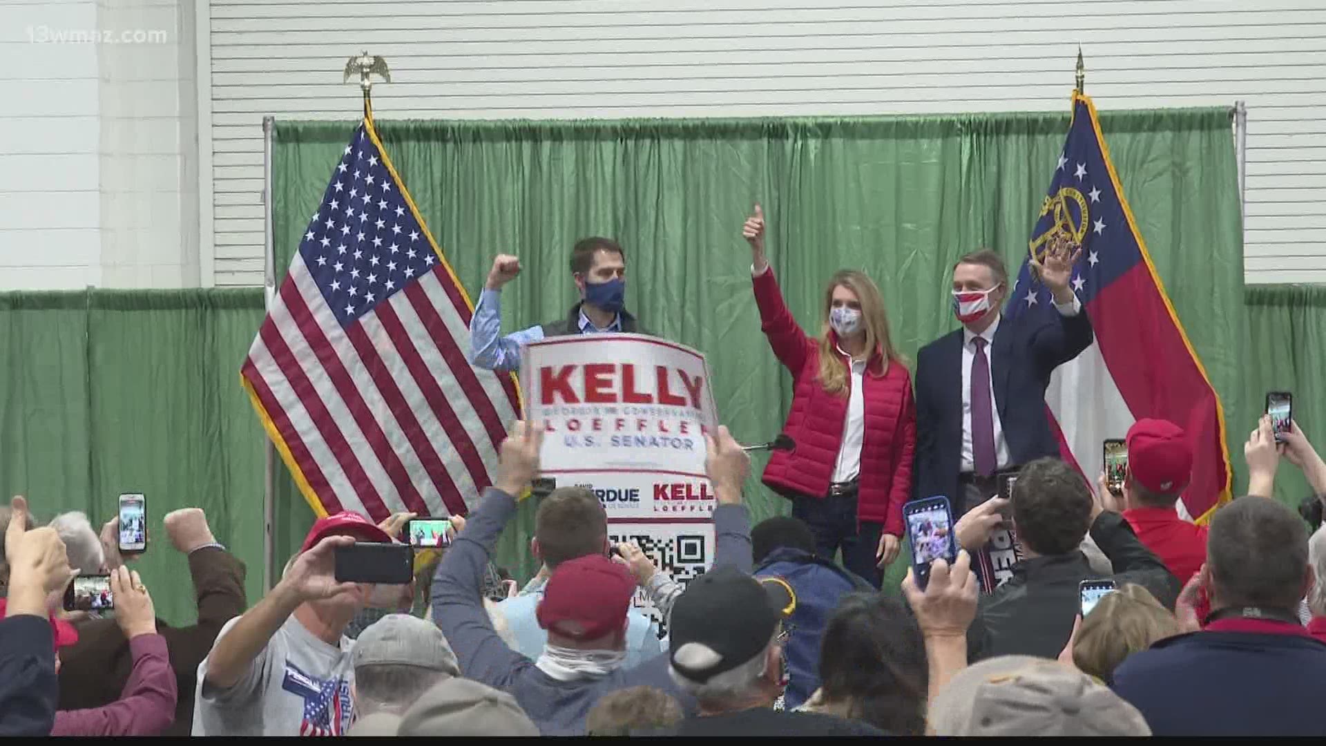 Senators David Perdue and Kelly Loeffler made a campaign stop in Perry Thursday, rallying supporters for the upcoming runoff.