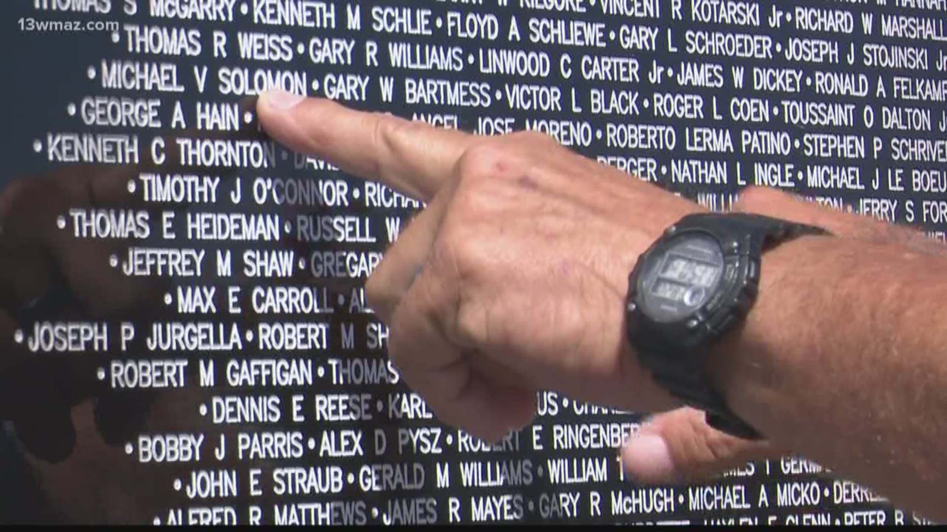 The replica of the wall in Washington D.C. travels around the U.S., paying tribute to those who died in the Vietnam War.