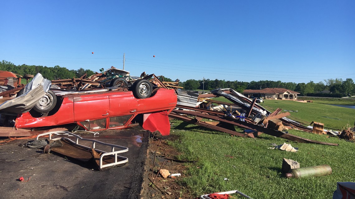 sees storm damage Monday morning