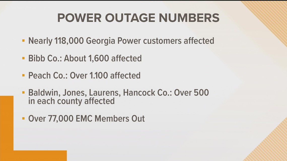 Cientos de personas en el centro de Georgia no tienen electricidad