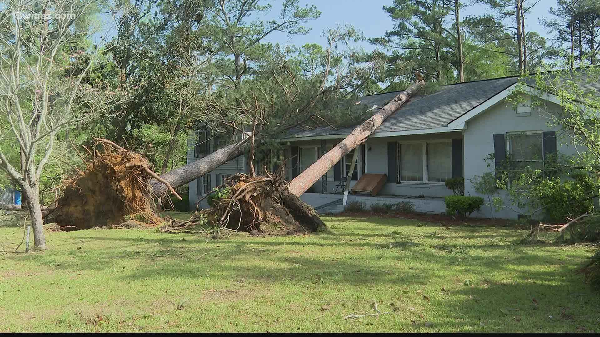 The wave of storms that passed through Wednesday night damaged several homes, a university, and a funeral home in Cochran.