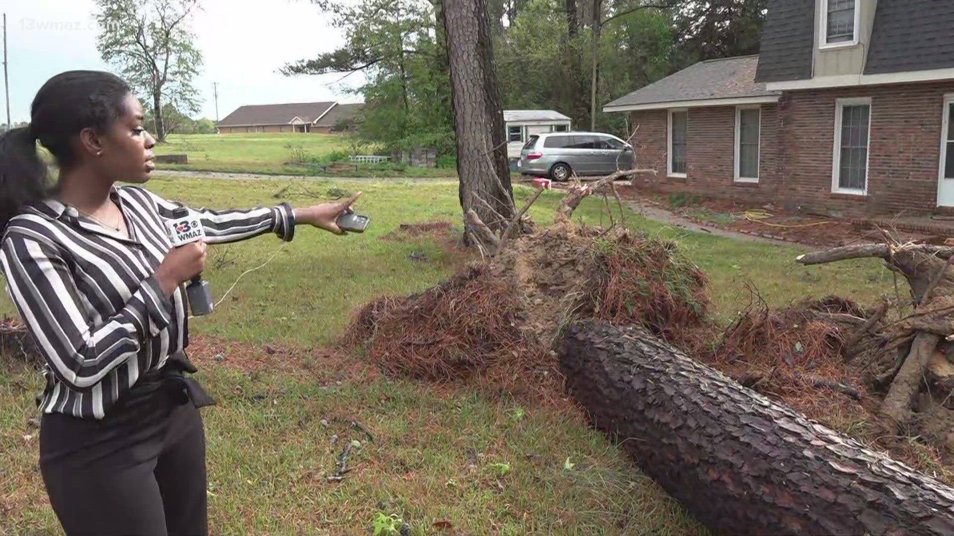 On Monday afternoon, a Level 3 storm swept across the Peach State. In Central Georgia, Warner Robins was hit harder than others. Here's a live look at the damages.