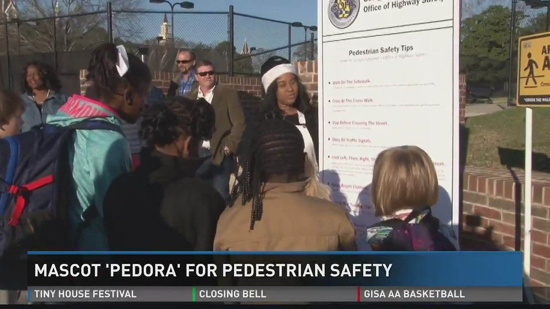 Mascot 'Pedora' promotes pedestrian safety