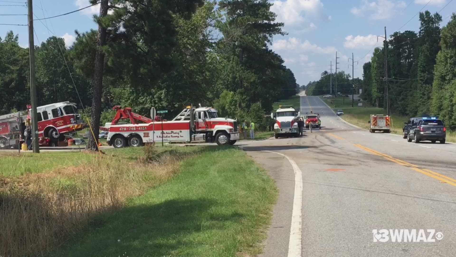 A man was killed Tuesday in an accident with a head-on collision involving a fire truck on Highway 49 in Jones County