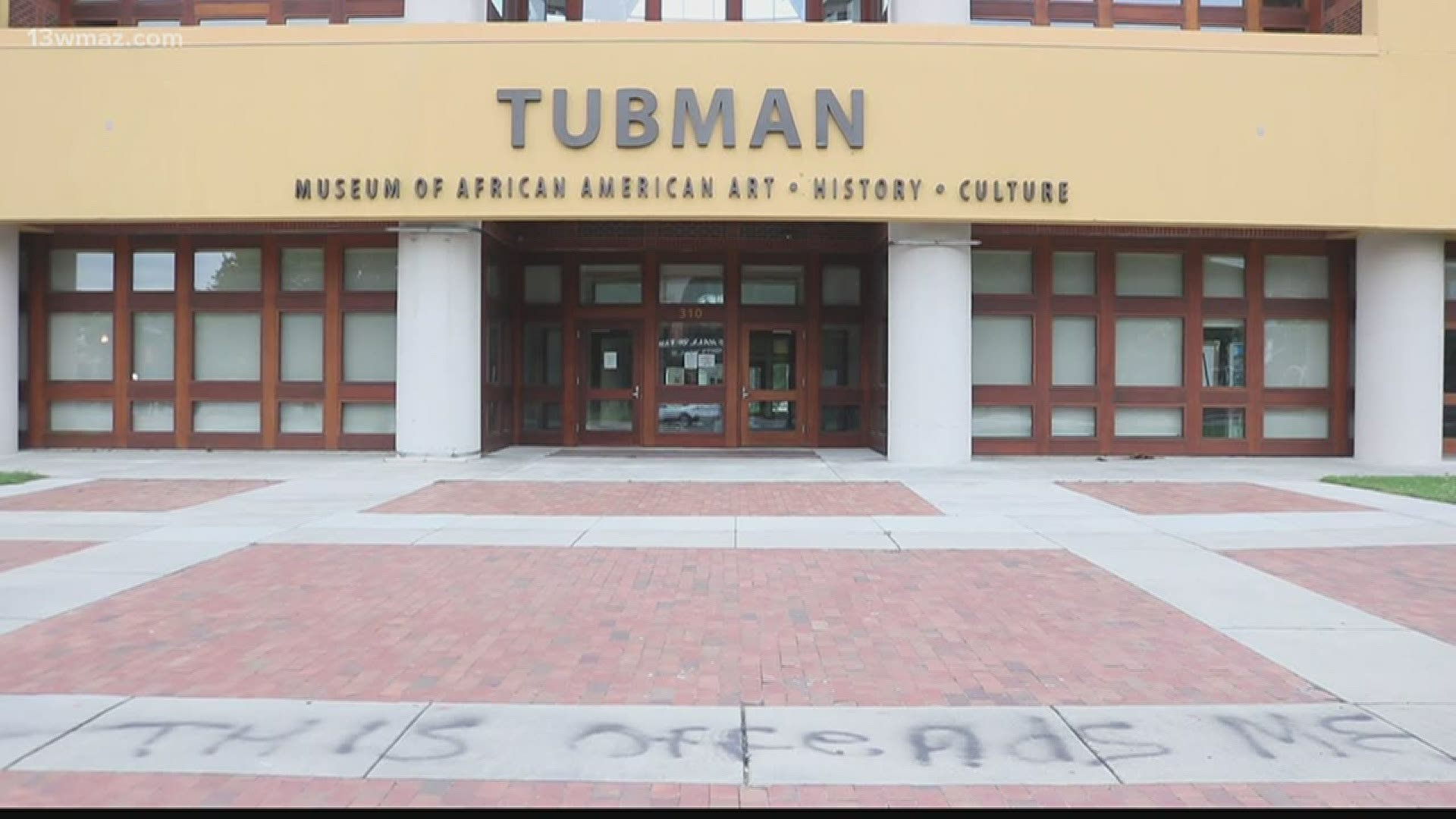 Macon-Bibb County crews spent the day cleaning up vandalism across the city, including The Tubman African American Museum downtown.