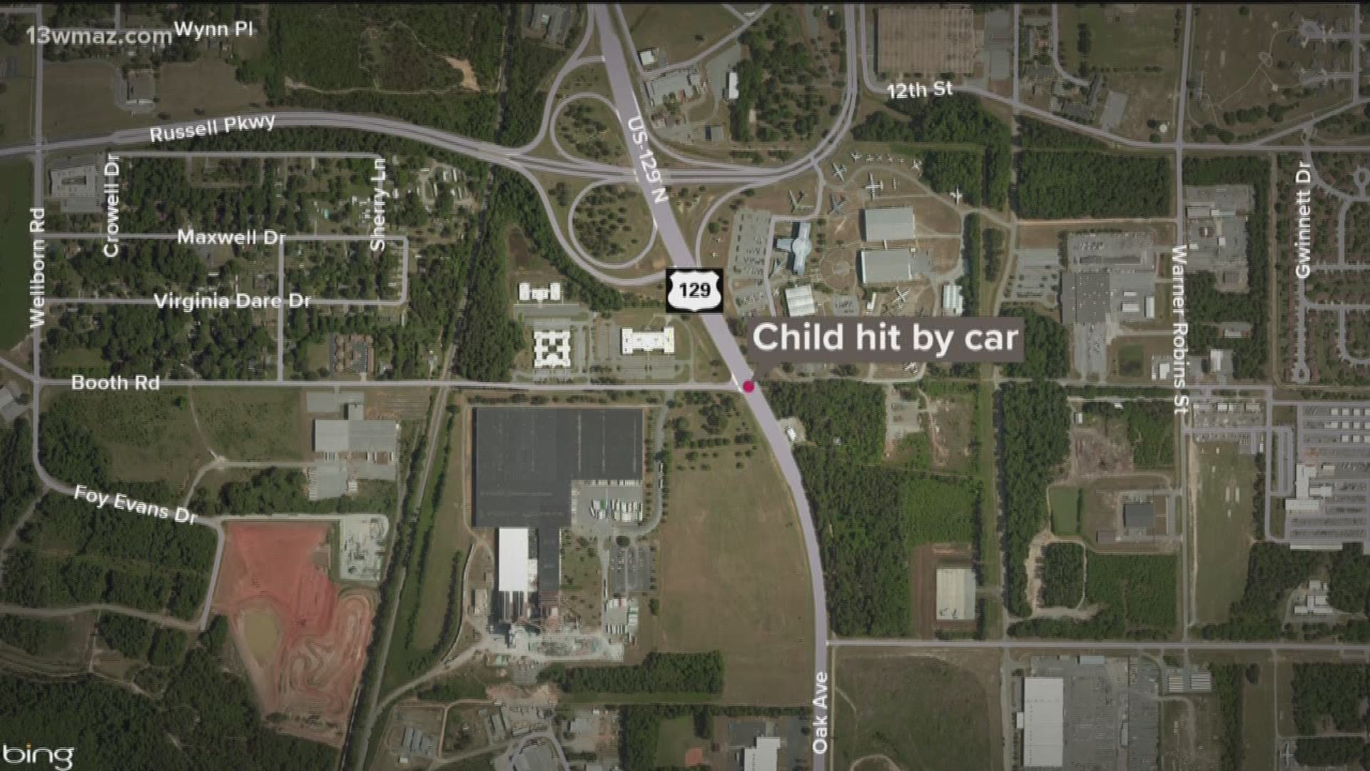 A child was hit by a car Saturday night on Highway 247 in Houston County