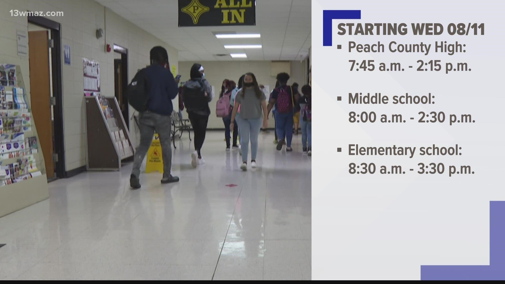 The elementary and middle school hours for students will stay the sam