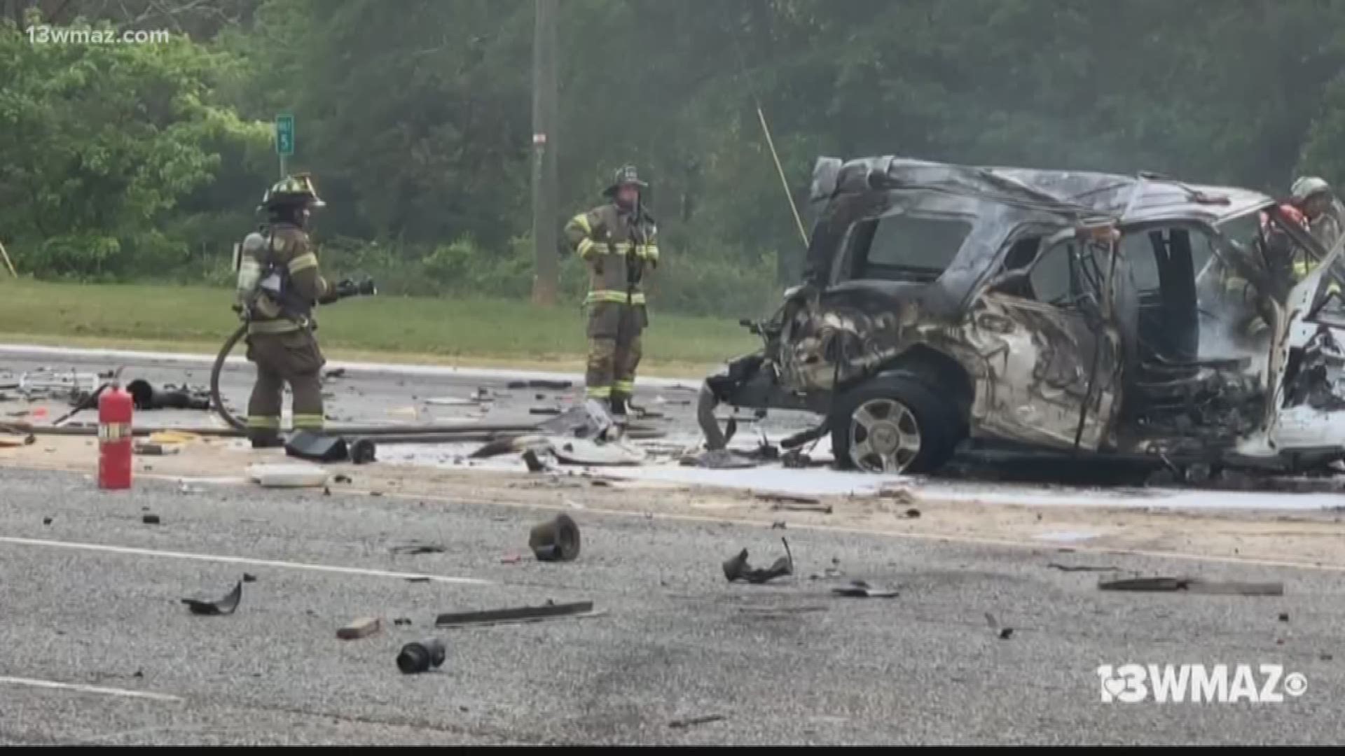A fiery wreck hurt three people last night in south Bibb County.  One firefighter says it could have been horrific, but it wasn't . Zach Merchant explains how an incredible coincidence just may have saved someone's life.