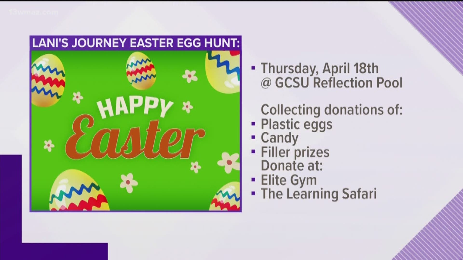 The organization wants to make sure the hunt is all-inclusive for kids with disabilities. It'll take place on Thursday at 6:30 p.m. at the Georgia College and State University Reflection Pool.
